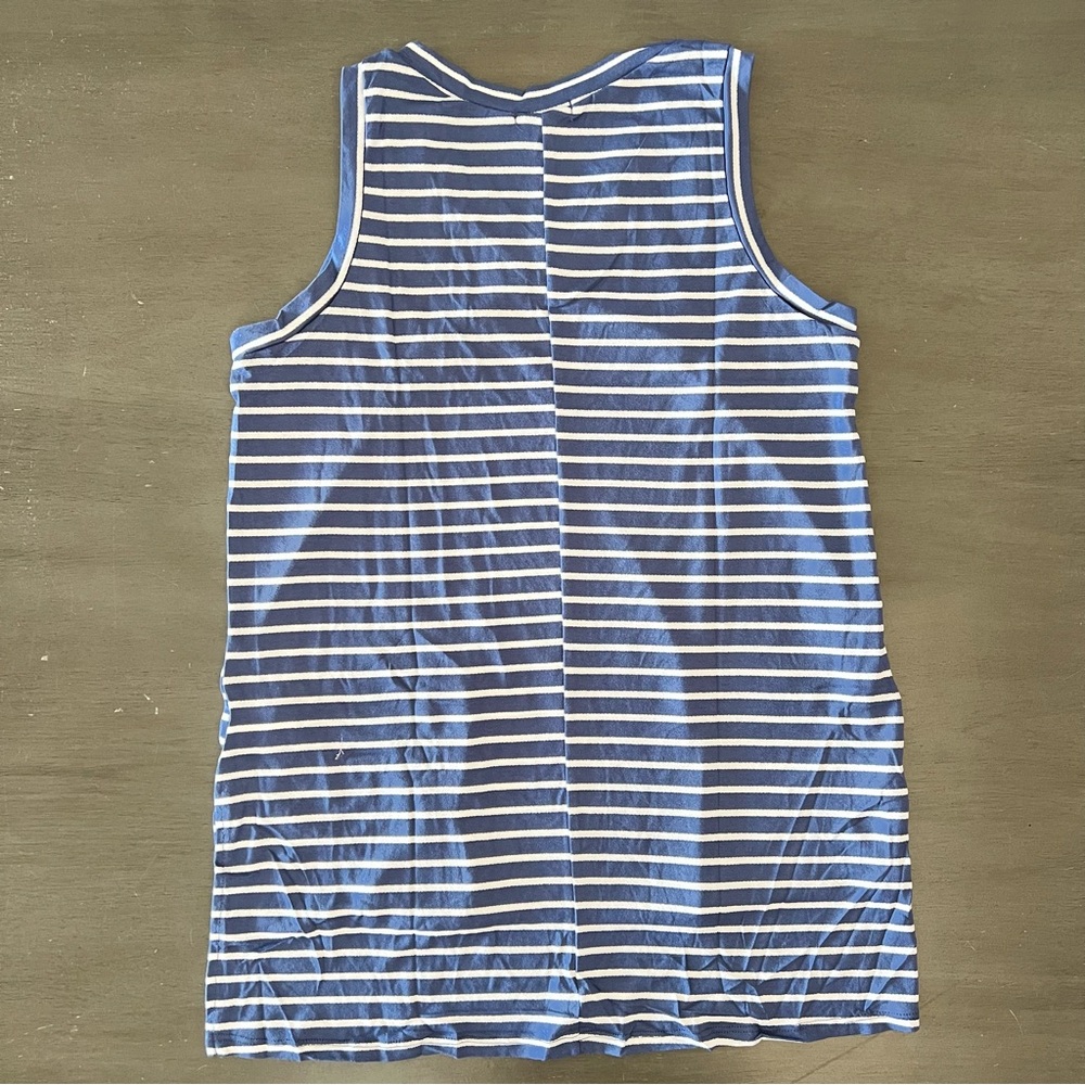 NEW Doublju Blue & White Striped V Neck Comfy Nautical Sleeveless T-Shirt S 2XL - Picture 6 of 6